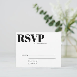 Krachtige moderne minimalistische zwarte witte QR- RSVP Kaartje