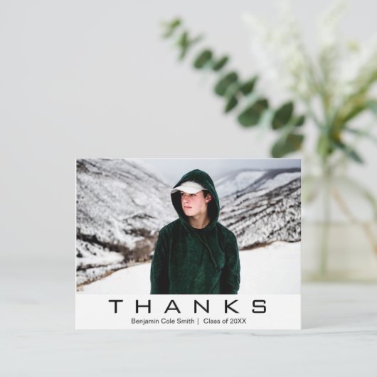 Krachtige moderne typografie foto afstudeer dank j briefkaart (Staand voorkant)