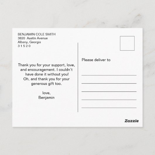 Krachtige moderne typografie foto afstudeer dank j briefkaart (Achterkant)