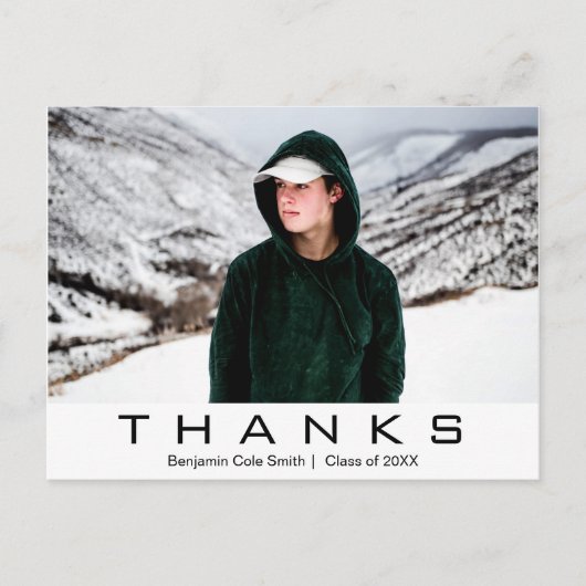 Krachtige moderne typografie foto afstudeer dank j briefkaart (Voorkant)