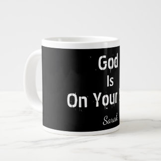 Krachtige Moderne Zwarte Naam Geloven God Is Aan U Grote Koffiekop