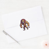 Krachtige Muscular Lion Bold Athletic Ronde Sticker (Envelop)
