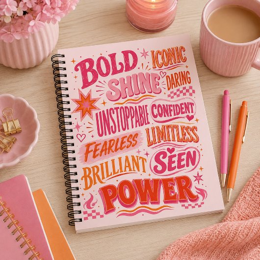 Krachtige & Onstoppbare Retro Inspirerende Typogra Notitieboek