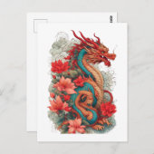 Krachtige oosterse draak briefkaart (Voorkant / Achterkant)