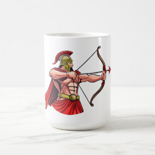 Krachtige oude krijger die boog en pijl gereed hou koffiemok