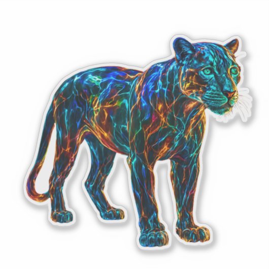 Krachtige Panther-kunst Sticker (Voorkant)