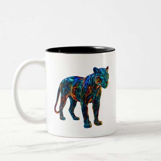 Krachtige Panther-kunst Tweekleurige Koffiemok (Links)