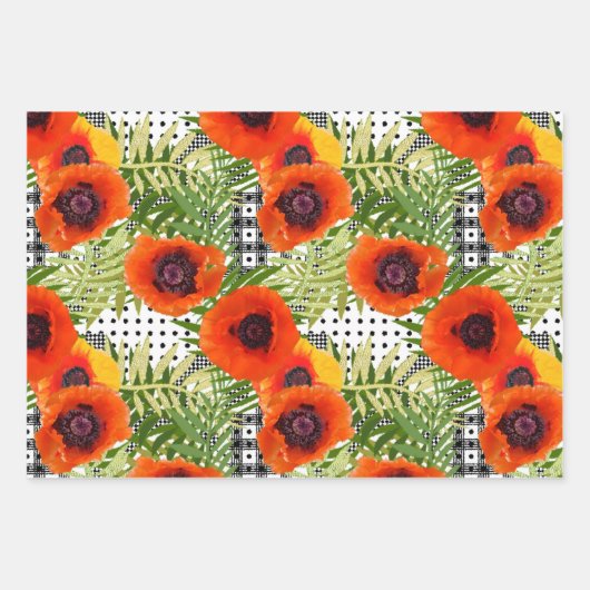 Krachtige papavers inpakpapier vel (Voorkant 2)