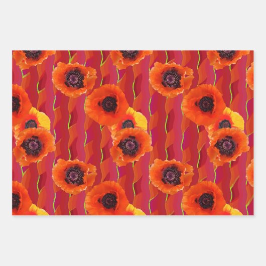 Krachtige papavers inpakpapier vel (Voorkant)