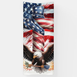 Krachtige Patriottische Adelaar en Amerikaanse Vla Spandoek