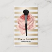 Krachtige penseel en Roos met moderne gouden strep Visitekaartje (Voorkant)