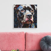 Krachtige Pitbull hond Canvas Afdruk (Insitu (Woonkamer))