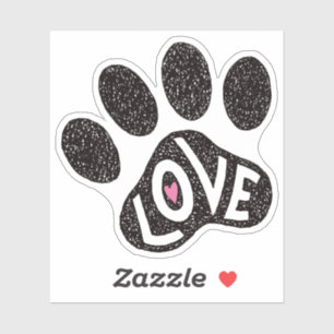 Krachtige pootdruk met tekstliefde en roze hart sticker