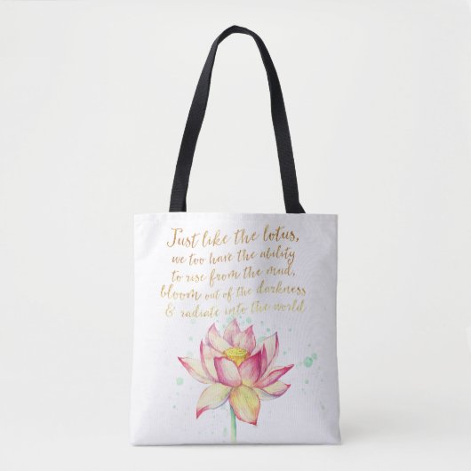 Krachtige Postivite Quote met Lotus Tote Bag (Voorkant)