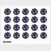 Krachtige raketten ronde sticker (Vel)