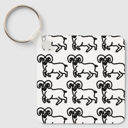 Krachtige Ram Dierenriem Sleutelhanger – Minimaal (Voorkant)