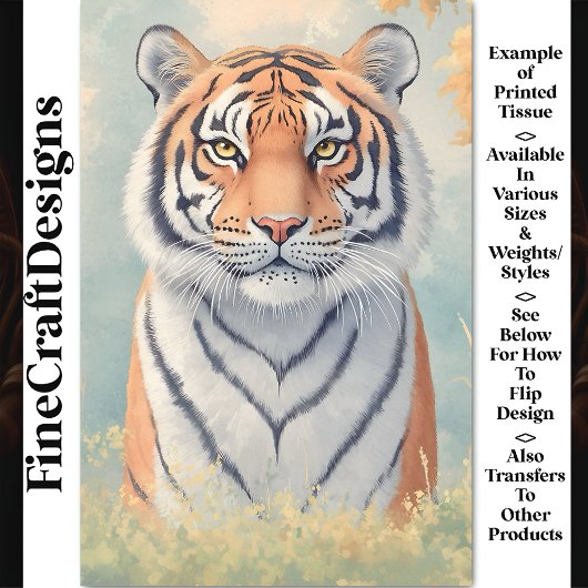 Krachtige Regal Tiger, Intense Gaze CB3 Decoupage Tissuepapier