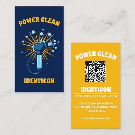 Krachtige reinigingsdrukwasher met QR-code Visitekaartje (Voorkant / Achterkant)