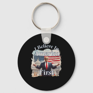 Krachtige Retro Politieke Slogan Amerika Eerst D Sleutelhanger