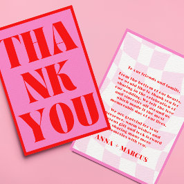 Krachtige Retro Typografie Roze Rood Levendig Bedankkaart