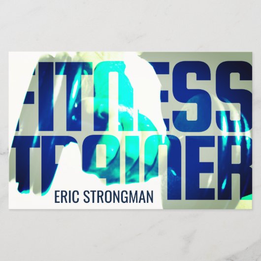 Krachtige reus blend fitness trainer blauw flyer (Voorkant)