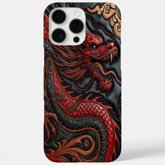 Krachtige Rode Draak Snijwerk Kunst Case-Mate iPhone Case (Achterkant)