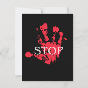 Krachtige Rode Handafdruk "STOP" Waarschuwingssymb Briefkaart