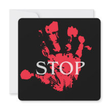 Krachtige Rode Handafdruk "STOP" Waarschuwingssymb