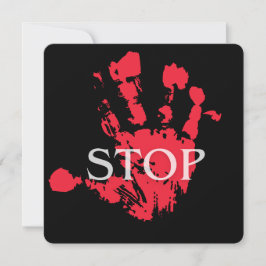 Krachtige Rode Handafdruk "STOP" Waarschuwingssymb Kaart