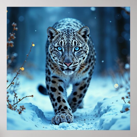 Krachtige roofdier besneeuwde wildernis koude scho poster (Voorkant)