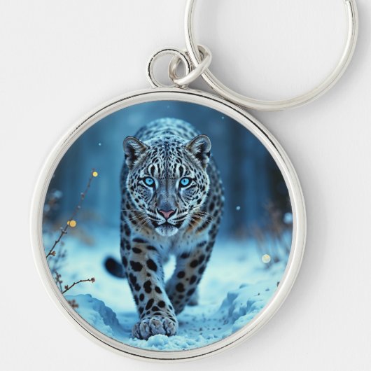 Krachtige roofdier besneeuwde wildernis koude scho sleutelhanger (Voorkant)