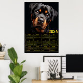 Krachtige Rottweiler 2026 Agenda Poster (Thuiskantoor)