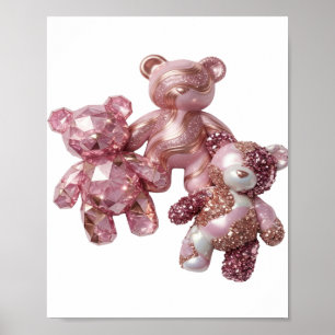 Krachtige Roze DRIE ROZE TETTYBEERTJES Artistiek M Poster
