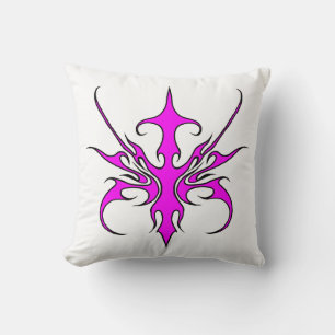 Krachtige roze en zwarte illustratie in tribale li kussen