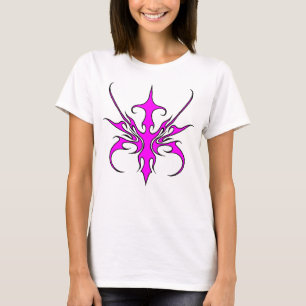 Krachtige Roze en Zwarte Tribale Lijn Kunst Illust T-shirt