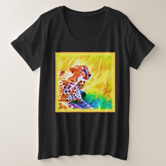 Krachtige Schetah Dierenschildering. Bestel nu Grote Maat T-shirt (Design voorkant)