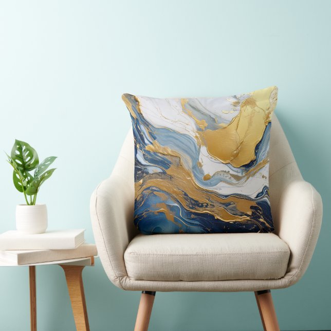 Krachtige spettering van goud en blauw kussen (Stoel)