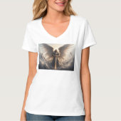 Krachtige St Michael de Aartsengel Vrouwen V Neck  T-shirt (Voorkant)
