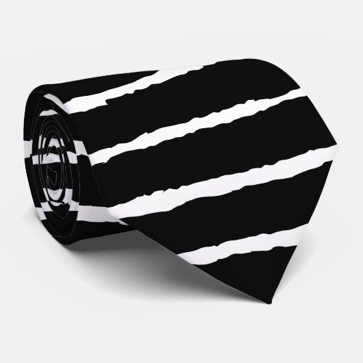 Krachtige strepen - Zwart op wit Stropdas (Opgerold)