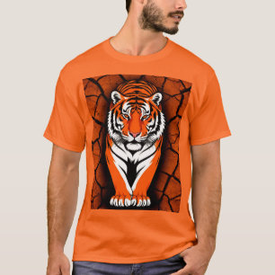 Krachtige Tijger op Gebarsten Aarde Achtergrond T-shirt