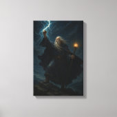 Krachtige tovenaar roept bliksem in stormachtige h canvas afdruk (Voorkant)