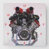 Krachtige V8-engine Vierkante Klok (Voorkant)