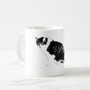 Krachtige Vector Kat Brengt Focus bij Elke Slok Koffiemok