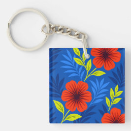 Krachtige Vermiljoenrode Bloemen met Elegante Blad Sleutelhanger