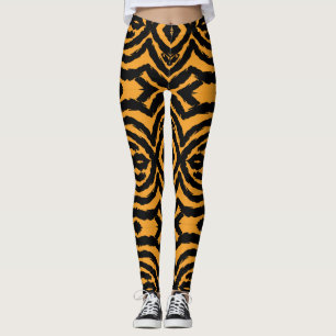Krachtige vintage kat tijgerstreep patroon zwart o leggings