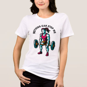 Krachtige Vrouw Barbell Fitness Motivatie Kunst Tri-Blend Shirt
