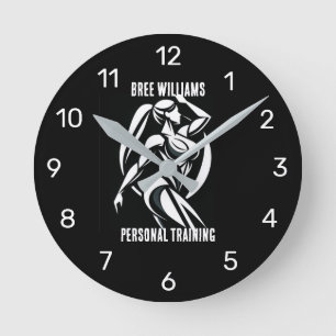 Krachtige Vrouw Fitness Persoonlijke Training Mini Ronde Klok