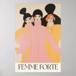 Krachtige Vrouwen Art Deco Print Mode-illustratie