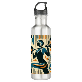 Krachtige Vrouwen Gewichtheffen Art Deco Waterfles