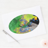 KRACHTIGE VROUWEN IN GROENE GELLOW OVALE STICKER (Envelop)